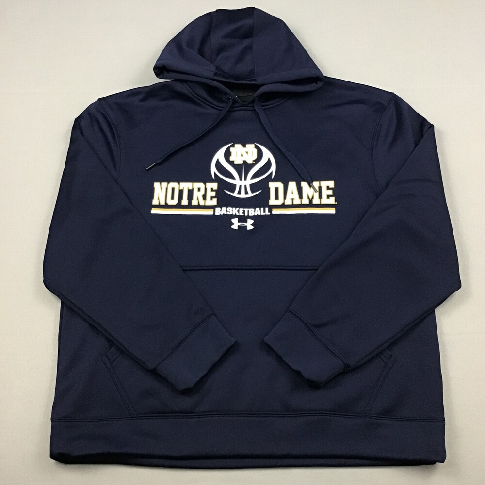 Notre Dame Fighting Irish Hoodie Men Large Blue Under Armour Sweatshirt Pullover